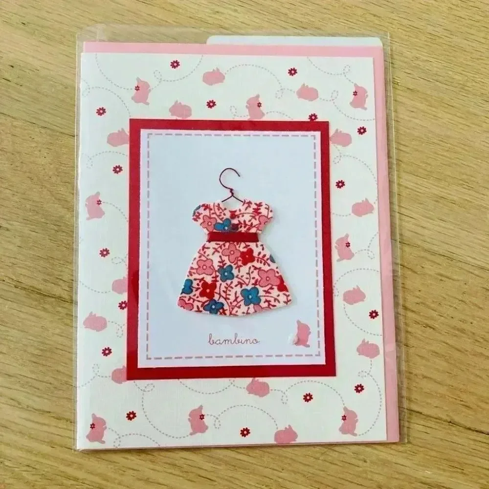 Welcome Baby Girl Bambina Dress 3D Greeting Card